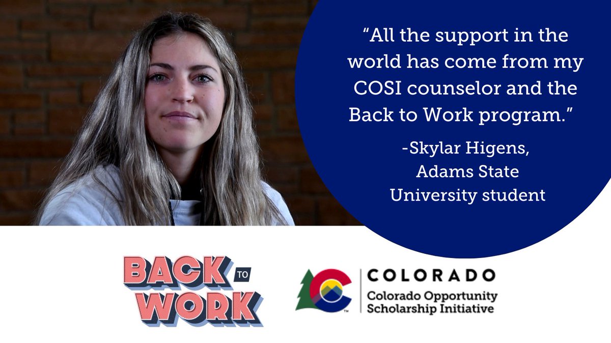 Making the steps to go back to school can be difficult, but the Back to Work program is making it possible for Coloradans across the state. Find a program near you: 
cdhe.colorado.gov/back-to-work-p…
#BackToWorkCO #COSI #reskilling #upskilling #workforce #returntowork