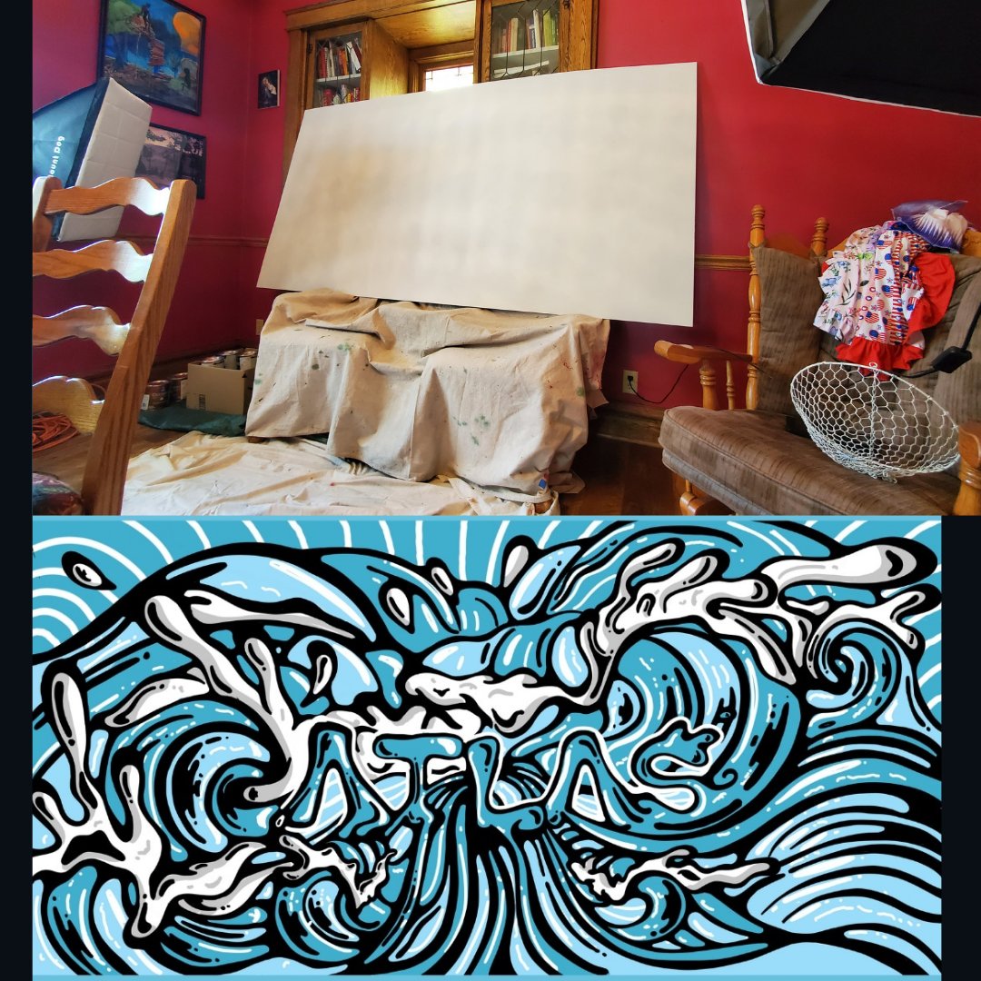 AllenMoehr's tweet photo. Bout ta start paint'n dat der wave on dat der piece of wood. #mural #art #artwork #artist #wave #matialarts #MixedMartialArts #MMA https://t.co/kTLZAXcSA5