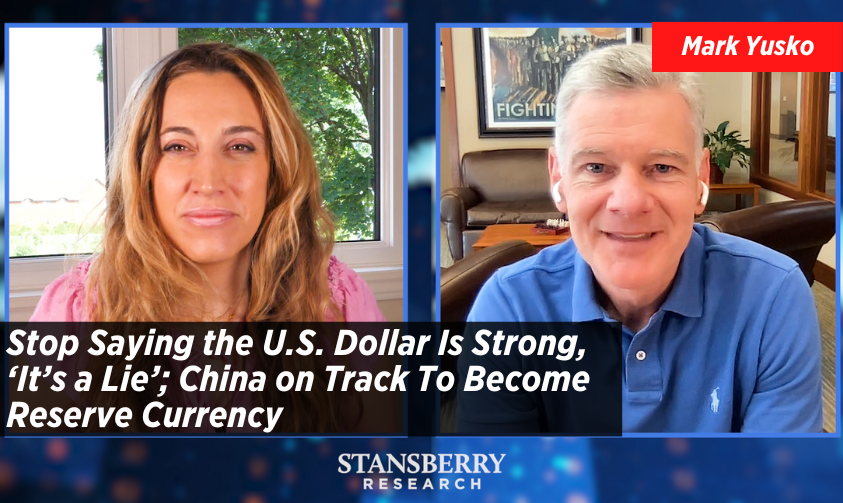 Stansberry's tweet photo. "The renminbi is the ascendent currency, the dollar is in decline," @MarkYusko tells our @DanielaCambone in the first part of his interview. He contends that #China is the emerging contender to be the world's next global superpower. Watch now ➡️ https://t.co/xs7hs7k1Kn https://t.co/fb9766hYQJ