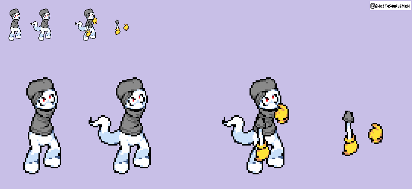 GhostasaurusMeh's tweet photo. "Thoughtful Battle"
Wanted to make RPG fighting stance mock ups for The Ghostasaurus and Fish-Eyes.
#PixelArt #MockUp #OC #RPG #TheGhostasaurus #Ghostacharacter #FishEyes #Ghost #Dinosaur #Kobold #Furry https://t.co/A5S3IMZejy