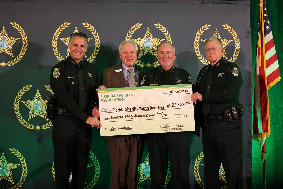 FLSheriffsYouthRanch (@flsheriffsyr) on Twitter photo At the annual <a href="/FLSheriffs/">Florida Sheriffs Association</a> summer conference, FSA President Sheriff Bobby McCallum and FSA Chairman Sheriff Dennis Lemma presented a great gift to the Youth Ranches Chairman Sheriff Rick Staly in support of the work we do to care for Florida’s children! #2022FSASummerConference At the annual <a href="/FLSheriffs/">Florida Sheriffs Association</a> summer conference, FSA President Sheriff Bobby McCallum and FSA Chairman Sheriff Dennis Lemma presented a great gift to the Youth Ranches Chairman Sheriff Rick Staly in support of the work we do to care for Florida’s children! #2022FSASummerConference