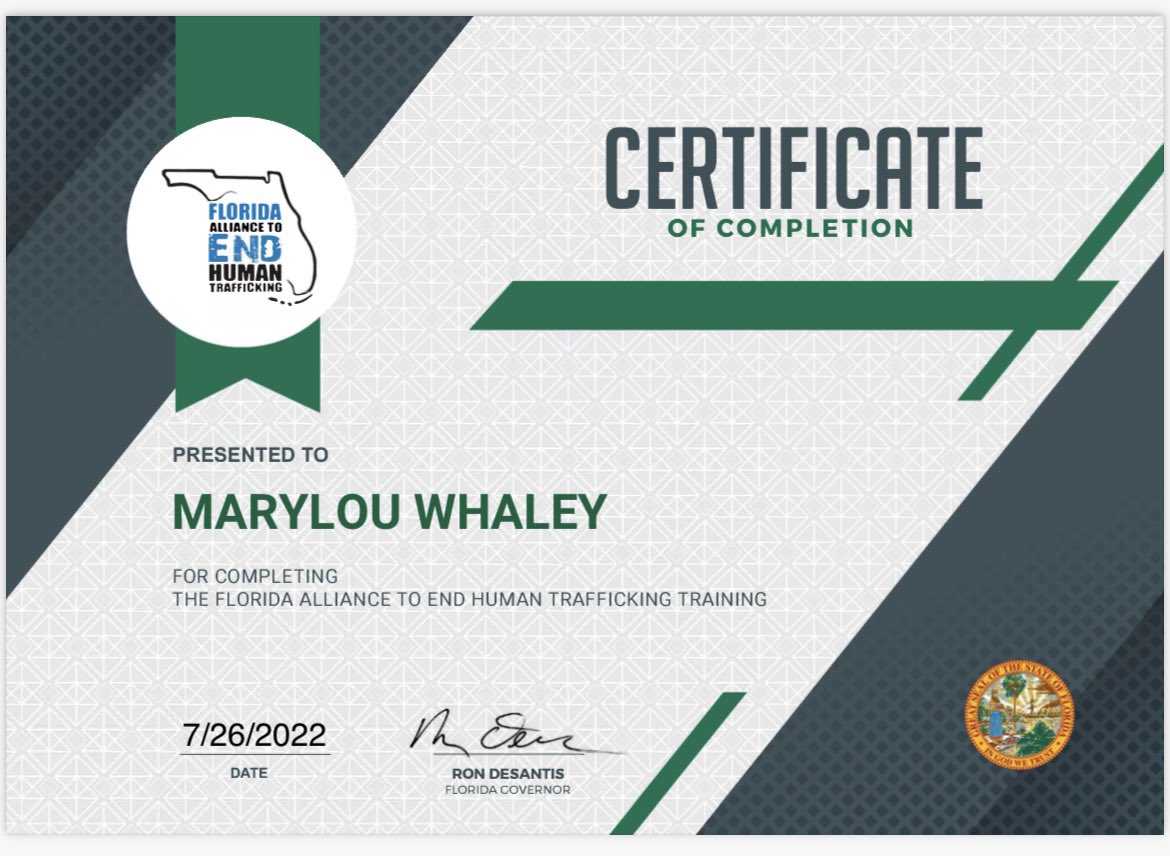 MaryLou Fernandez Whaley (@mlouwhaley) on Twitter photo My pleasure to take and finish my Human Trafficking training as part of our commitment <a href="/hillsclerk/">Hillsborough Clerk's Office |</a> with the 100% Club in partnership with Attorney General #100%Committed My pleasure to take and finish my Human Trafficking training as part of our commitment <a href="/hillsclerk/">Hillsborough Clerk's Office |</a> with the 100% Club in partnership with Attorney General #100%Committed