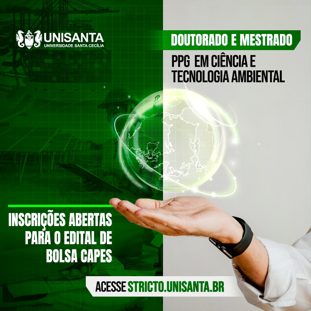 UnisantaOficial's tweet photo. Mais um edital de bolsas CAPES com inscrições abertas!

Se você tem interesse no Mestrado ou Doutorado em Ciência e Tecnologia Ambiental, acesse o site, confira o edital e inscreva-se!
➡ https://t.co/uNlQ1bUxTR

#MestradoUnisanta #DoutoradoUnisanta #BolsasCapes https://t.co/lxlxO07Ryp