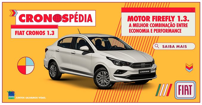 TcheckNf's tweet photo. Fiat Cronos 1.3. A melhor combinação entre economia e performance, com porta-malas de 525 litros, banco com Isofix, design esportivo, interior espaçoso e muito mais. https://t.co/k72DgnCFCc