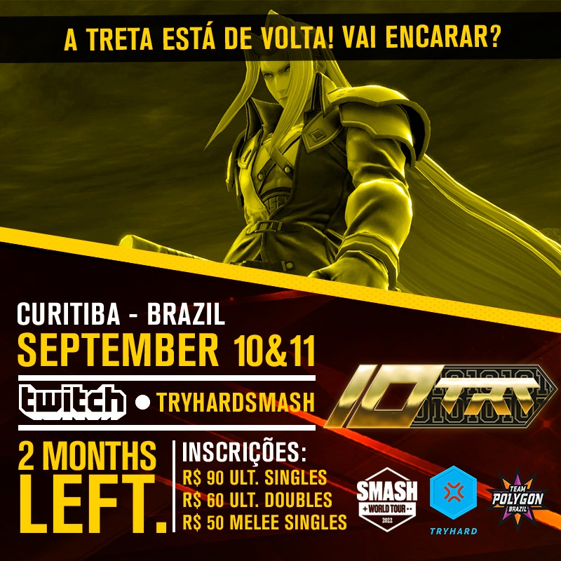 TryHardSmash's tweet photo. VEM PRO TRETA!

🗓️ 10 &amp; 11 - Setembro
✈️ Curitiba - PR - 🇧🇷
🎮 SSBU &amp; SSBM Gold events #SmashWorldTour
‼️ Vaga para o summit SEM LAG 2023

Não perca esse super evento da FGC Brasileira!
O #tretachampionship  👊💢

Inscrições em:
🌐 https://t.co/ReSHd5o3CF https://t.co/r9w2oafAPf