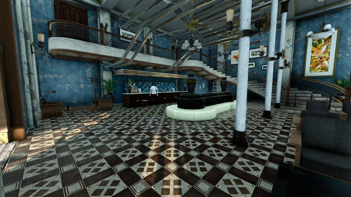 ClairCoult's tweet photo. I've been using Flagrum to redecorate the Leville, Lestallum.  What do you think?  
(First picture is the before shot)

I've never modded before but Flagrum was so easy to use!  https://t.co/39XVDwHRWm

#FFXV #FF15 #FinalFantasyXV #Leville #Lestallum #FFXVMods #Flagrum https://t.co/sVRFmOH4A0