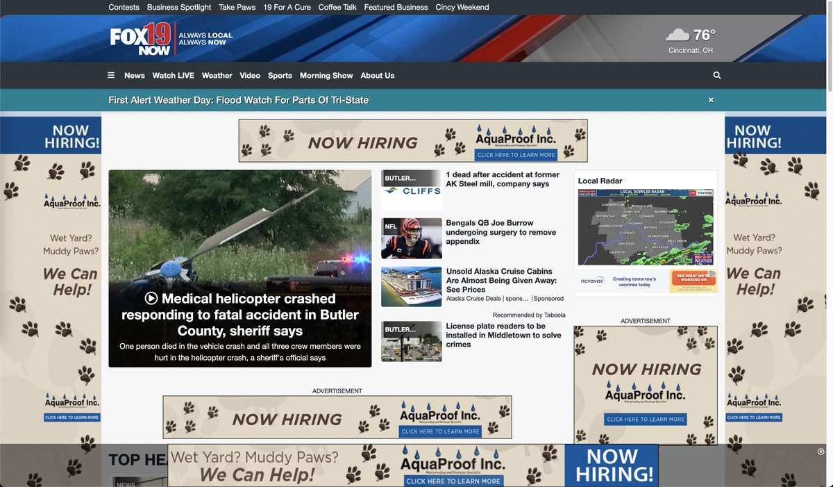 chris_dickow's tweet image. @FOX19 THIS is your home page?! Who approves something like this? #terribleUX