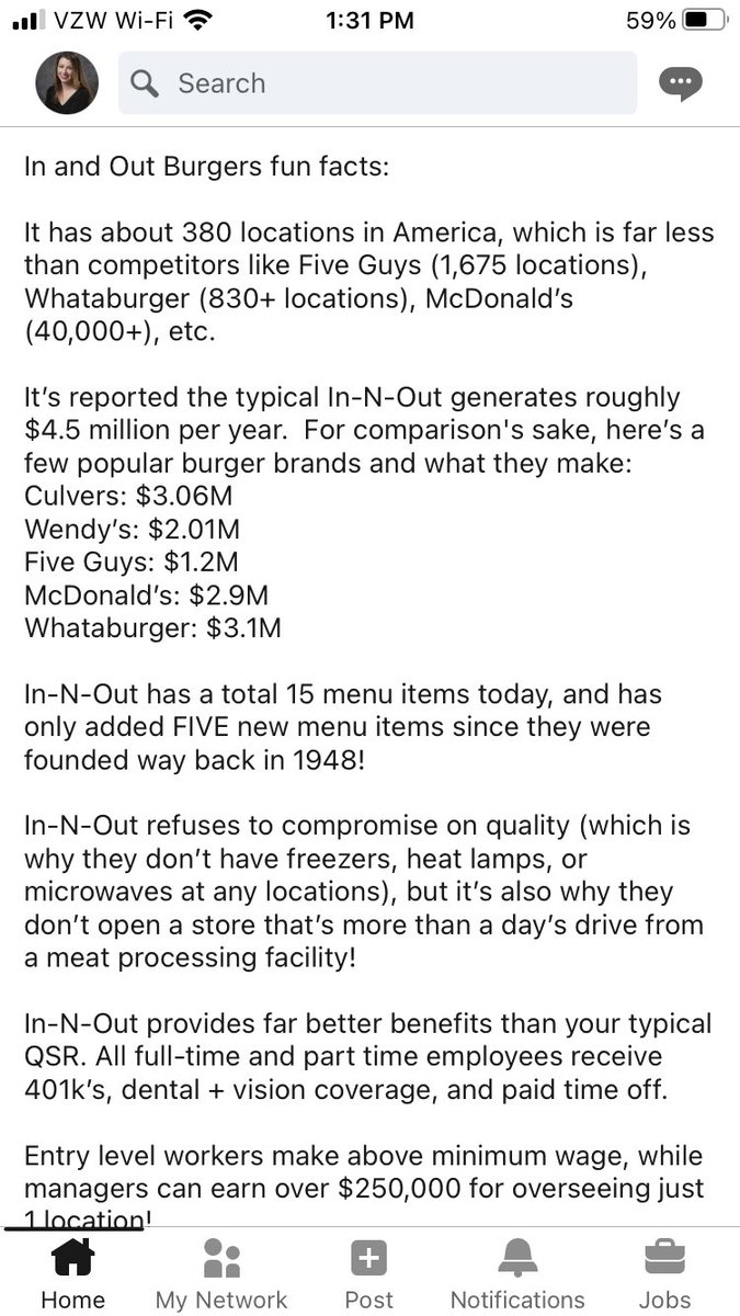 Loved reading these <a href="/inandoutburger/">In and Out Burger</a> stats today. Would love to share the source but can’t find a the OP or the company he works for on Twitter and I guess I’m too old to know how to share from LinkedIn to Twitter?