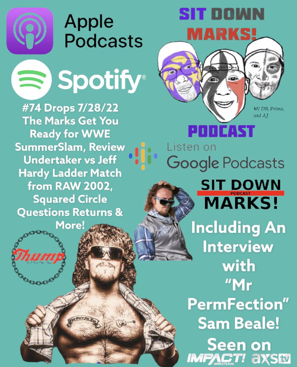 sitdownmarks's tweet photo. Drops Thursday on All Podcast Platforms! Don’t Miss our Chat with @sambeale23 #Wrestling #Pod #Permfection #ThePermanator https://t.co/kMgOb389zs