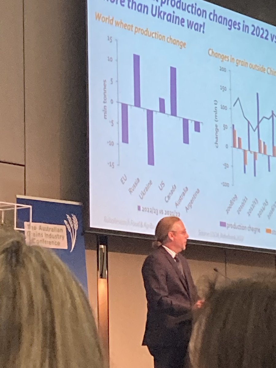 rebekah_starick's tweet photo. Stefan Vogel from @RabobankAU is bringing us a deep dive into what’s driving markets to 2050 at #AGIC22. Interesting look at the effects of electric vehicles on biodiesel consumption & we need an extra 40 million tonnes of grain a year to meet demand! 🌱 https://t.co/VAzdFvhlzG