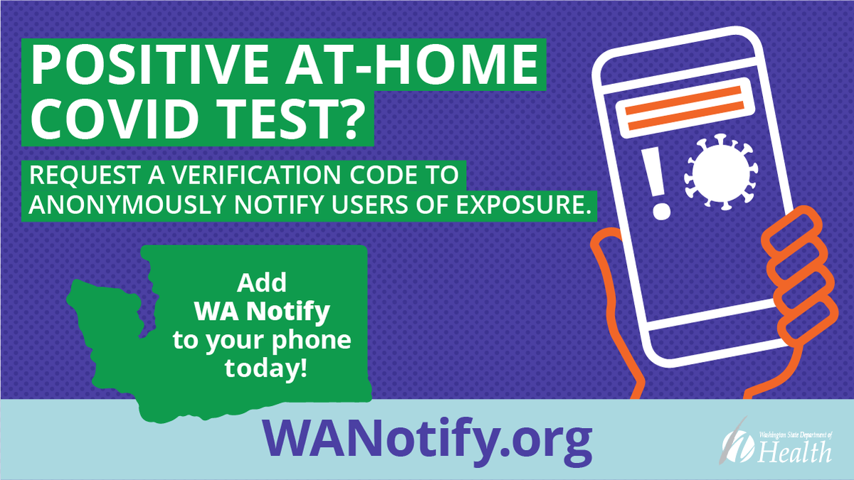 WADeptHealth's tweet photo. Do you know that WA Notify users who use over-the-counter test kits and receive a positive COVID-19 result can now request a verification code in #WANotify? Get more information at https://t.co/bvlw9579vb. https://t.co/AUNpS10EUN