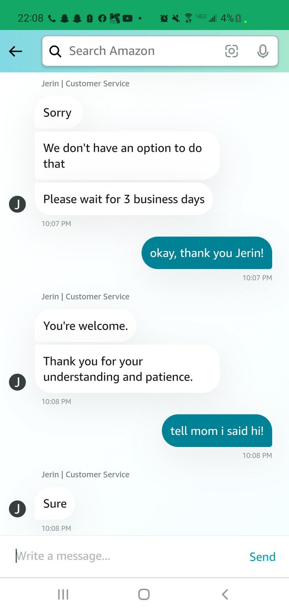 HunterCuyler's tweet photo. shoutout to Jarin with @amazon customer service for being a real one https://t.co/UcPRi855eH
