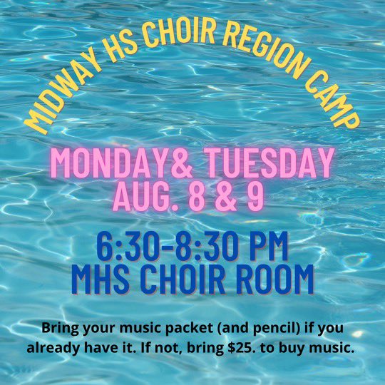 Don’t miss out on our Region Camp! Come ready to learn the first round music in the TMEA All-State Choir audition process.