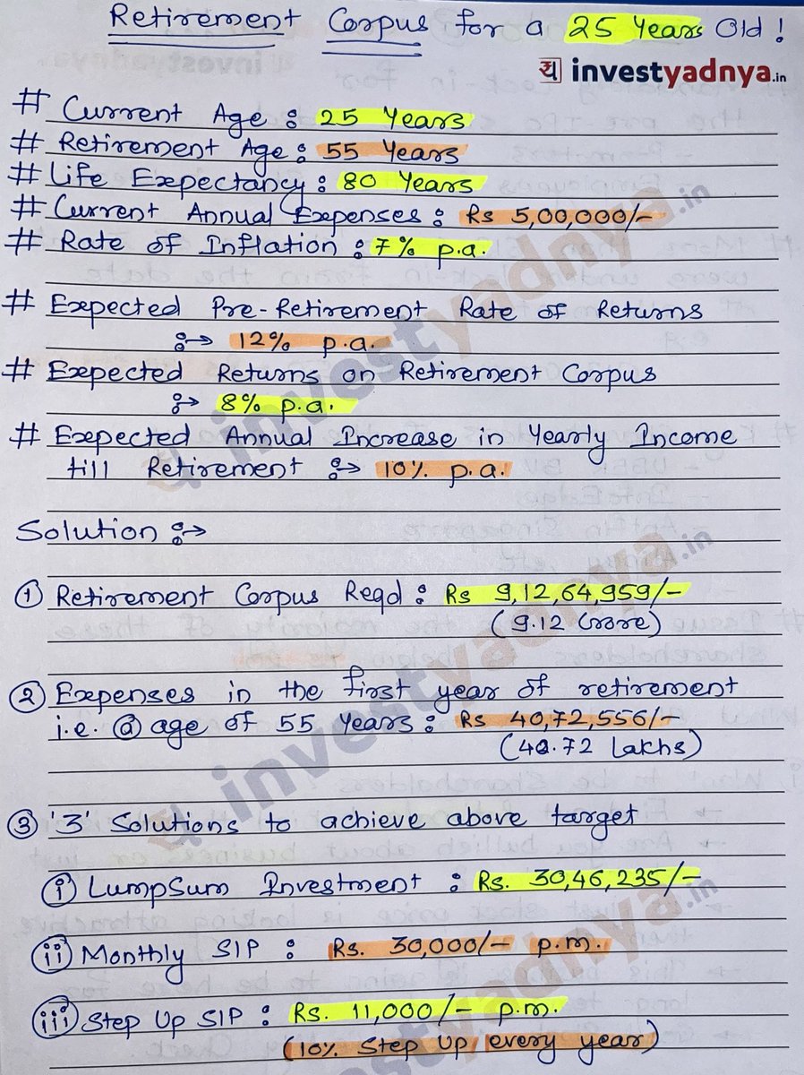 AdeParimal's tweet photo. Retirement Planning Calculations for a 25 Years Old. 
Plz do retweet for max reach🙏🏻🙏🏻🙏🏻#retirementplanning https://t.co/MbLT9hjQuI