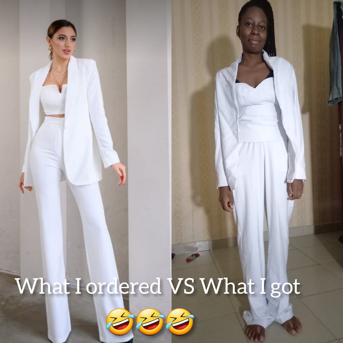 Goldero2209's tweet photo. E don reach my sister in-law oo 🤣🤣🤣🤣. And the tailor said, "na small thing na" https://t.co/50sGLxBMlT