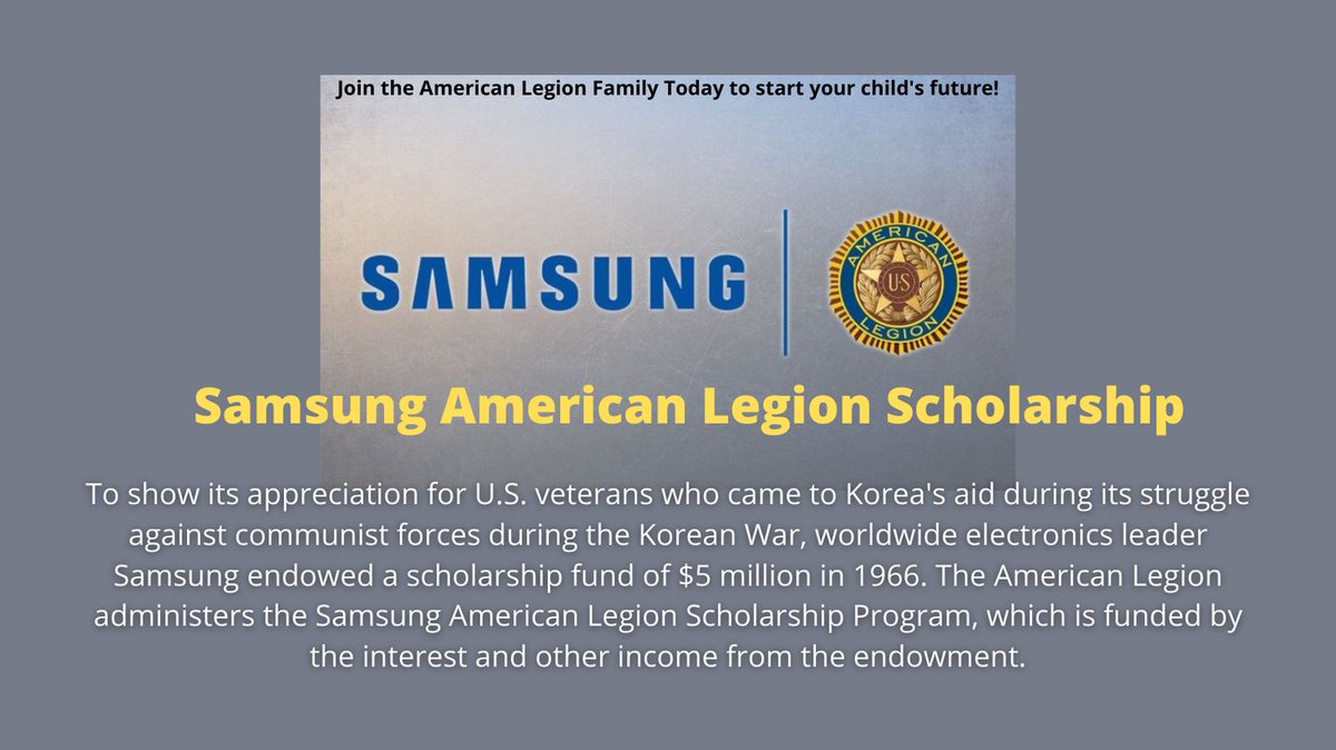 LegionAuxiliary's tweet photo. Every year, $300,000 in Samsung American Legion Scholarships are awarded to nearly 100 American Legion Boys State and American Legion Auxiliary Girls State participants. https://t.co/GIV4ZqKOVL https://t.co/K8LieZ0S7t
