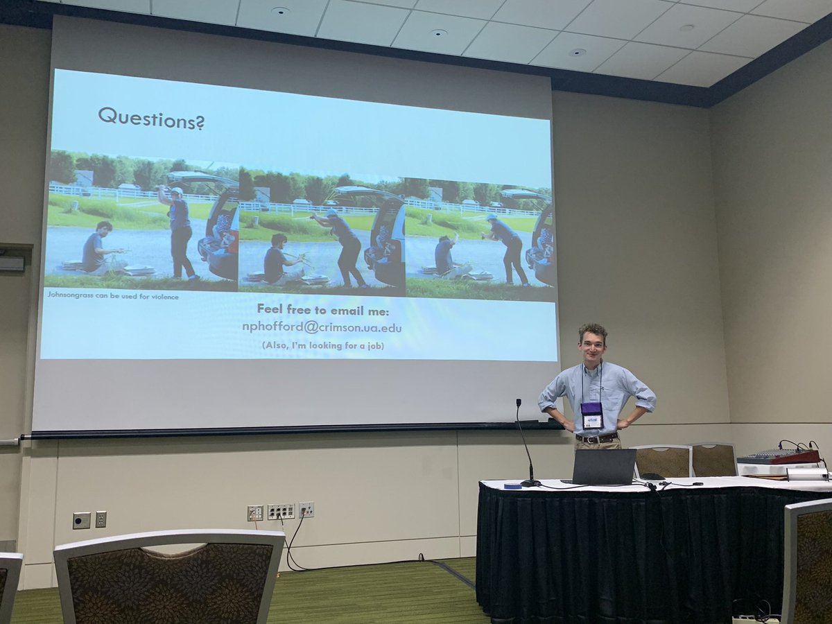 mkaylagrace's tweet photo. Nate did an excellent job presenting his work on Johnsongrass transposable elements! Find him and give him a high-five! #Botany2022 @UaDeptBSC @mrmckain https://t.co/o7rLuUgFU8