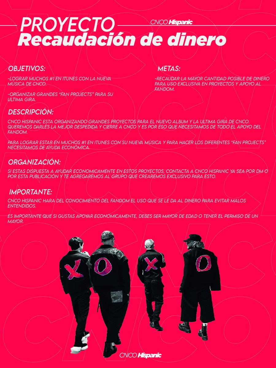 CNCOHispanic's tweet photo. 🚨| IMPORTANTE.
Pedimos que lean toda la información y si esta en sus posibilidades unirse, lo hagan.

Necesitamos todo su apoyo para dar un gran cierre a CNCO. Toda su ayuda suma.

(No hay cantidad exacta para donar)
#CNCOWNERS #KCAMexico https://t.co/PcX29A7Ezh