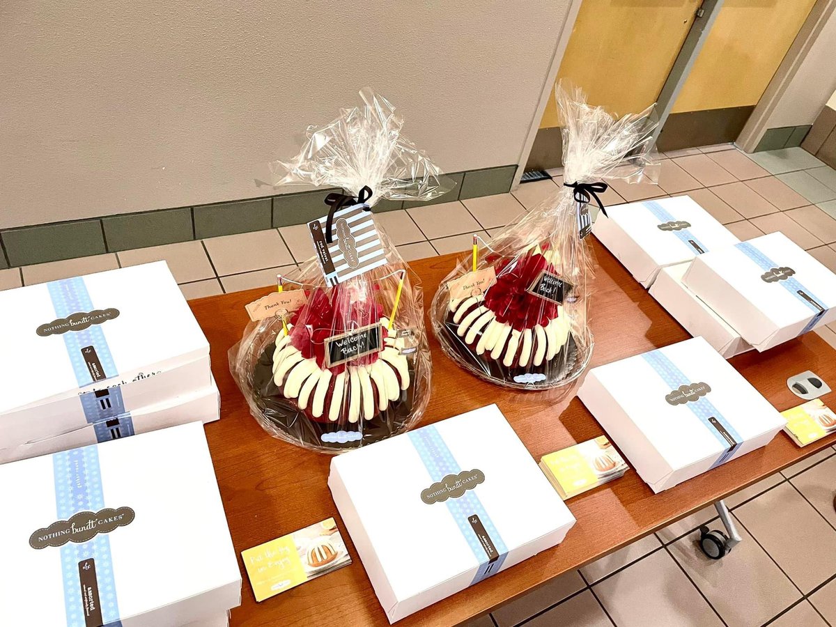 LCPSnet's tweet photo. Thank you to our friends at Nothing Bundt Cakes for delivering a sweet surprise to every school to welcome teachers and staff back for an exciting new year. Thank you!! @LCPSnet #NM #LasCruces #Education #Community #Support #WeAreLCPS #NothingBundtCakes https://t.co/PXHFOXaXWg