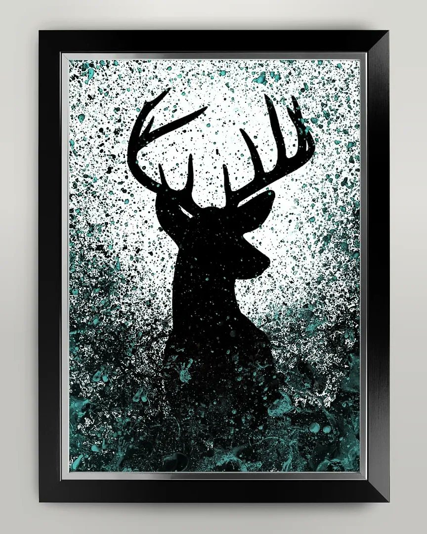 angie_R's tweet photo. My most recent stag image comes in teal, silver and gold, framed or unframed. 

All of my images on Facebook/Instagram/website can be purchased, just get in touch to order x

#stag #silhouette #deer #digitalart #splash #splashphoto #photoshop  #surreal #art #artist #digitalartist https://t.co/BANKQDX5BK