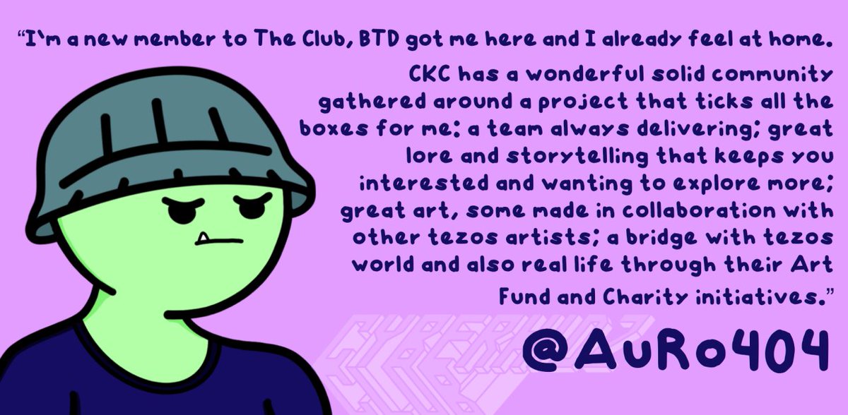 cyberkidzclub's tweet image. Hey #Tezos fam! 💙

The CKC loves greeting newcomers to The Club (discord.gg/cyberkidzclub). We are +1200 members, wishing many warm welcomes on this next phase! ✨🚀

Here are the words of our great friend @AuRo404 who joined us a few months ago: