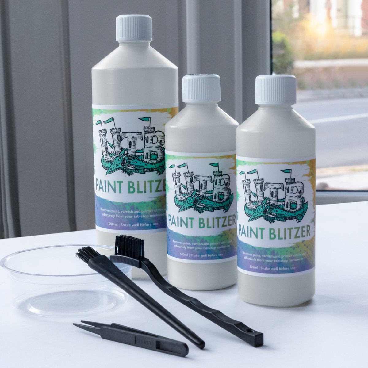 UTBHobbies's tweet photo. You may notice we have a new look! New labels, new bottles, but same ol' #PaintBlitzer formula you know and trust to remove paint, varnish and primer from your tabletop minis. βοΈπ¨π°
What do you think? https://t.co/9N3nNQTuMI