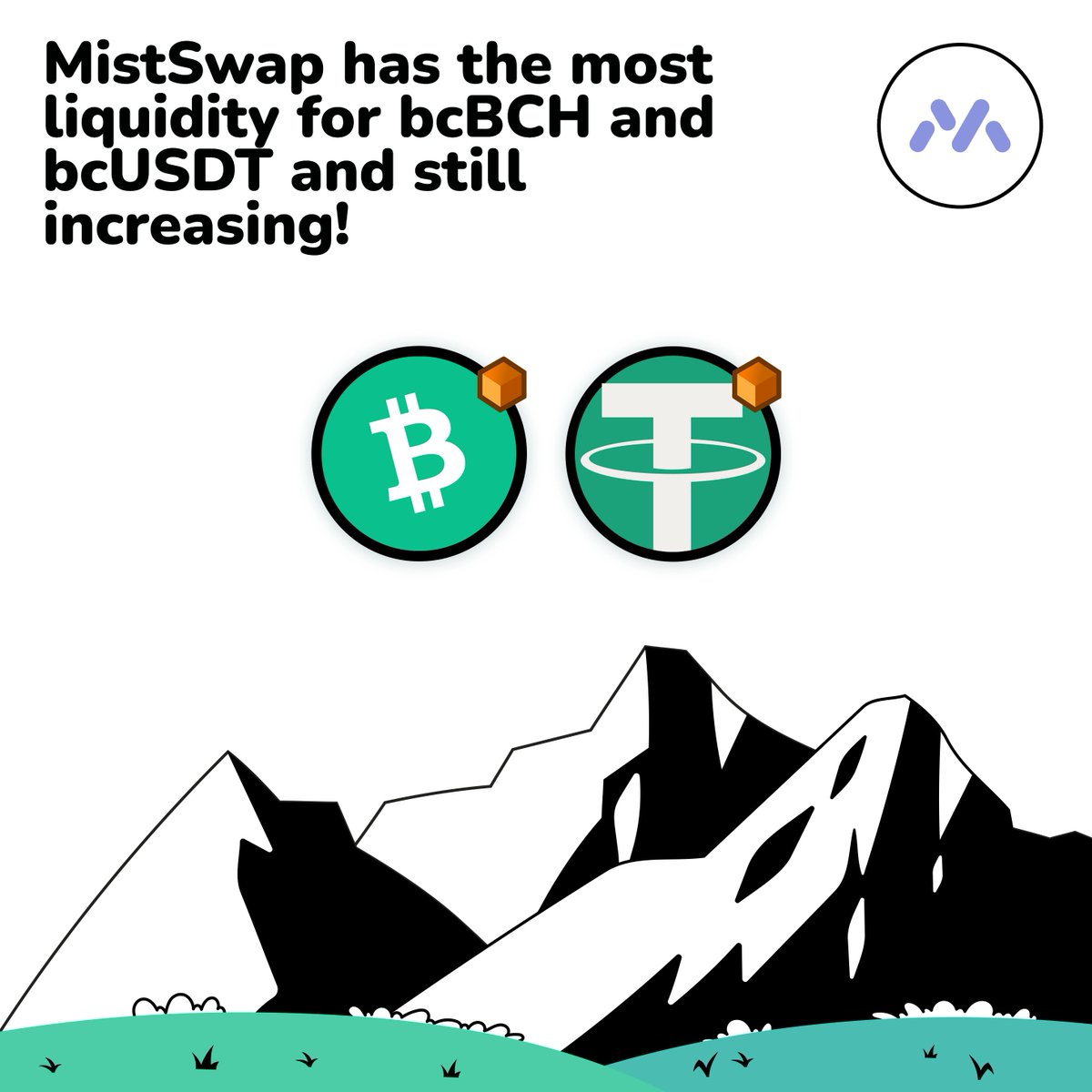Greetings, #MistArmy! Our current liquidity for both #bcBCH and #bcUSDT is increasing and we have the most liquidity to operate smoothly. Take a look! 

bcUSDT-bcBCH = $160k
WBCH-bcBCH = $240k
WBCH-bcUSDT = $220k