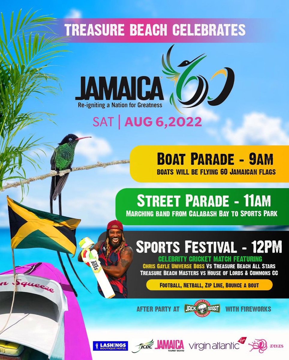 JakesHotel's tweet photo. Treasure Beach set to celebrate Jamaica’s 60th Anniversary. All welcome to join the celebration! 

Read more here: https://t.co/C2pcdPA8Bd https://t.co/gEJXS3icgP