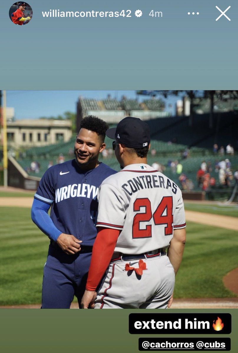 CubsZone's tweet image. William Contreras (brother of Willson) wants his brother extended. 🙏🏼