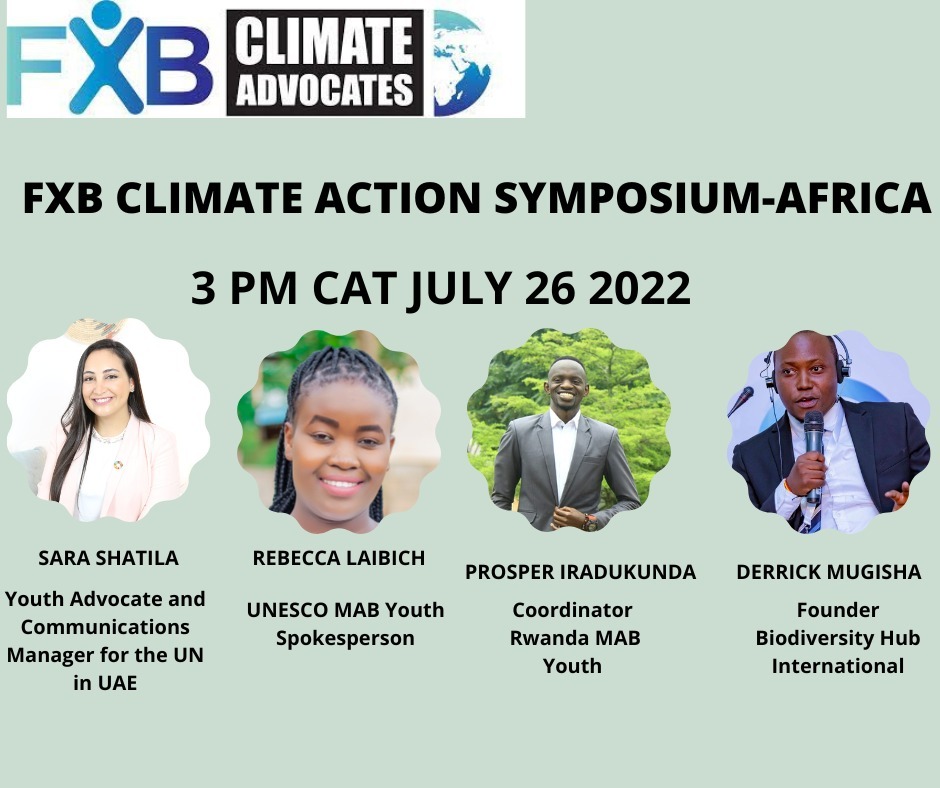 AfriMABYouTH's tweet photo. It was our pleasure to work with  @FXB in Climate Action Symposium-Africa to equip youth with tools and resources to address the climate crisis. Learn more here: https://t.co/OMXF966STE
@AfriMABYouTH ,@cnru2020 @MABYouthRda @UNESCO_MAB https://t.co/O4FIAdHMKM