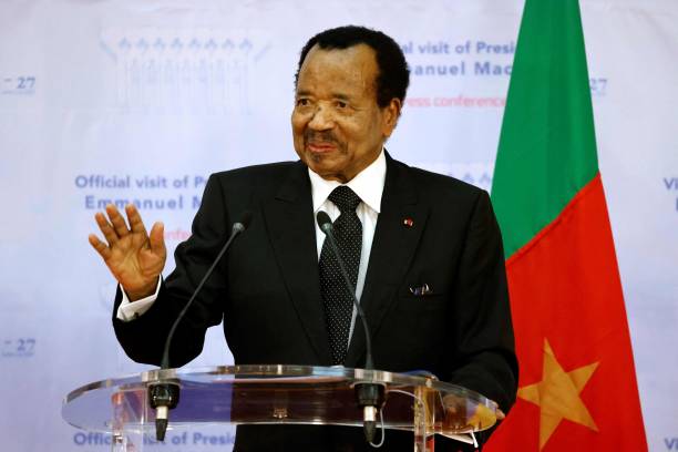 gampsonfranck's tweet image. 🇫🇷🇨🇲 
CAMEROON-FRANCE-DIPLOMACY-POLITICS
Cameroon's President Paul Biya looks on as he takes part in a joint press conference with France's President at The Presidential Palace in Yaounde, on July 26, 2022.. 
#Soustraction 
#Cameroon #Cameroun #BiyaMacron