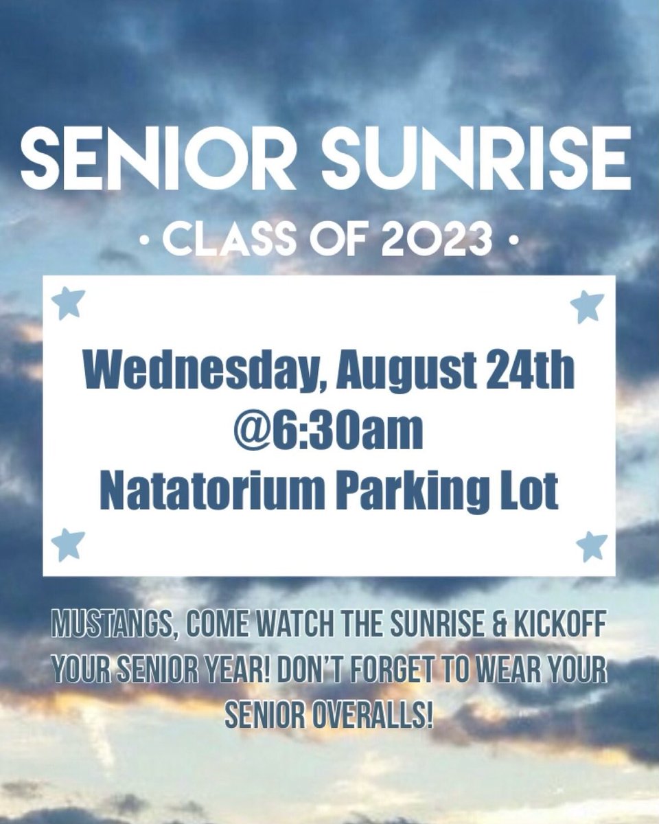 ☀️☀️LCHS CLASS OF 2023☀️☀️  Mark Your Calendars To Come Kick Off The Start Of Your Senior Year &amp; Wear Your Mustang Gear or ( SENIOR OVERALLS) 🤩🎉🤩🎉🤩🎉🤩 We Cant Wait To See You There!!!! For any questions please email lamarconsprograd@gmail.com