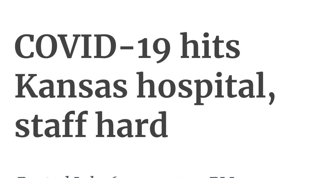 Junction City, Kansas hospital reports they are down to a *single* doctor after remaining staff are hit hard with COVID infections.  hayspost.com/posts/091f1945… <a href="/LeeNormanMD/">Lee A. Norman</a>