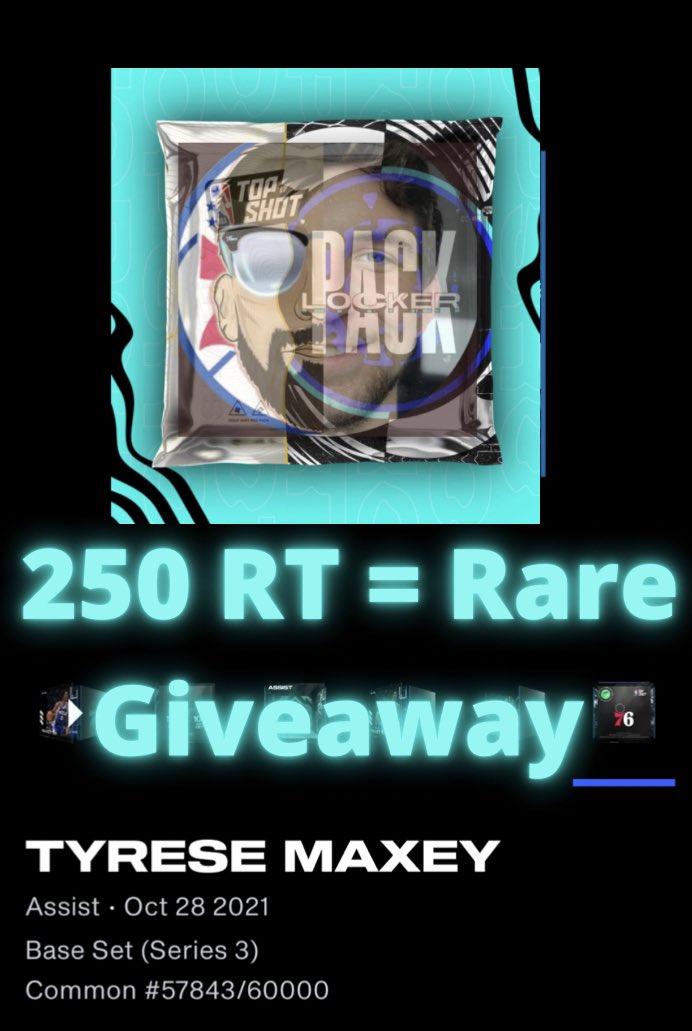 M2Jimbo's tweet photo. I will open as many NBA Top Shot Locker Room packs as this tweet gets in RT on stream tonight 
🔴10 PM EST

Every 10 RT = 1 Locker Room Pack

Tyrese Maxey Giveaway
RT
Comment your TS
250 RT and I’ll giveaway a rare https://t.co/852EBKsJpC