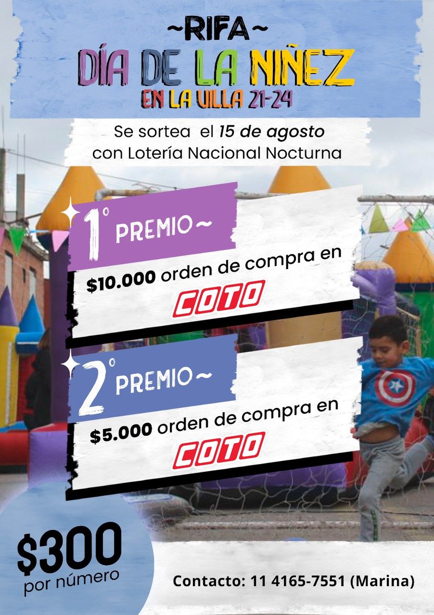 NelSantacruz's tweet photo. #HelloCotto es tendencia. No sé qué es pero sí sé que estamos con esta rifa por el Día de la Niñez en la Villa 21-24 y los premios son órdenes de compras en Coto. https://t.co/UqFb9QeUR5