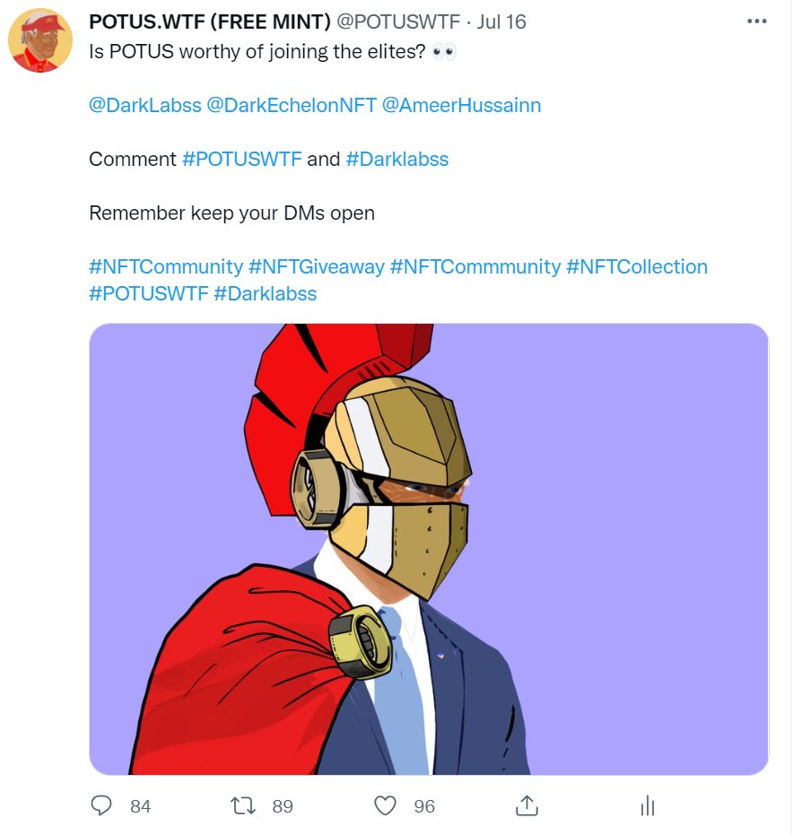<a href="/ameerhussain/"></a> @DarkLabss <a href="/DarkEchelonNFT/">Dark Echelon</a> <a href="/POTUSWTF/">POTUS.WTF (FREE MINT)</a>