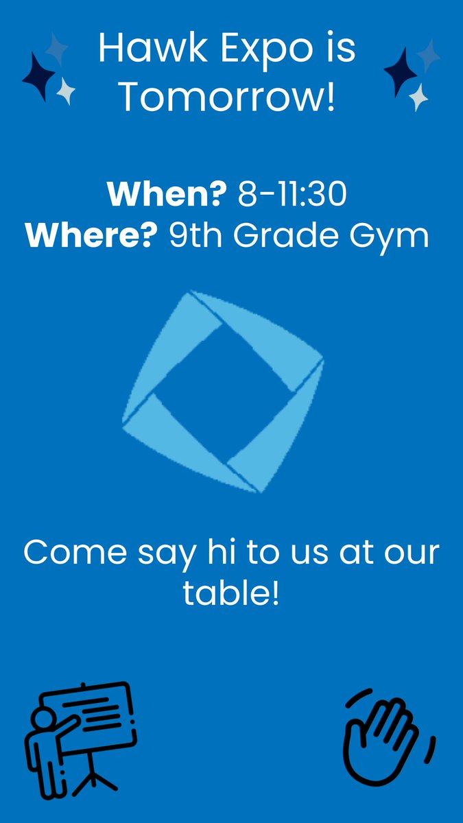 HebronDECA's tweet photo. Hello Everyone! Hawk Expo is tomorrow! Hope to see some familiar faces 💙 https://t.co/i1s6gSL7ua