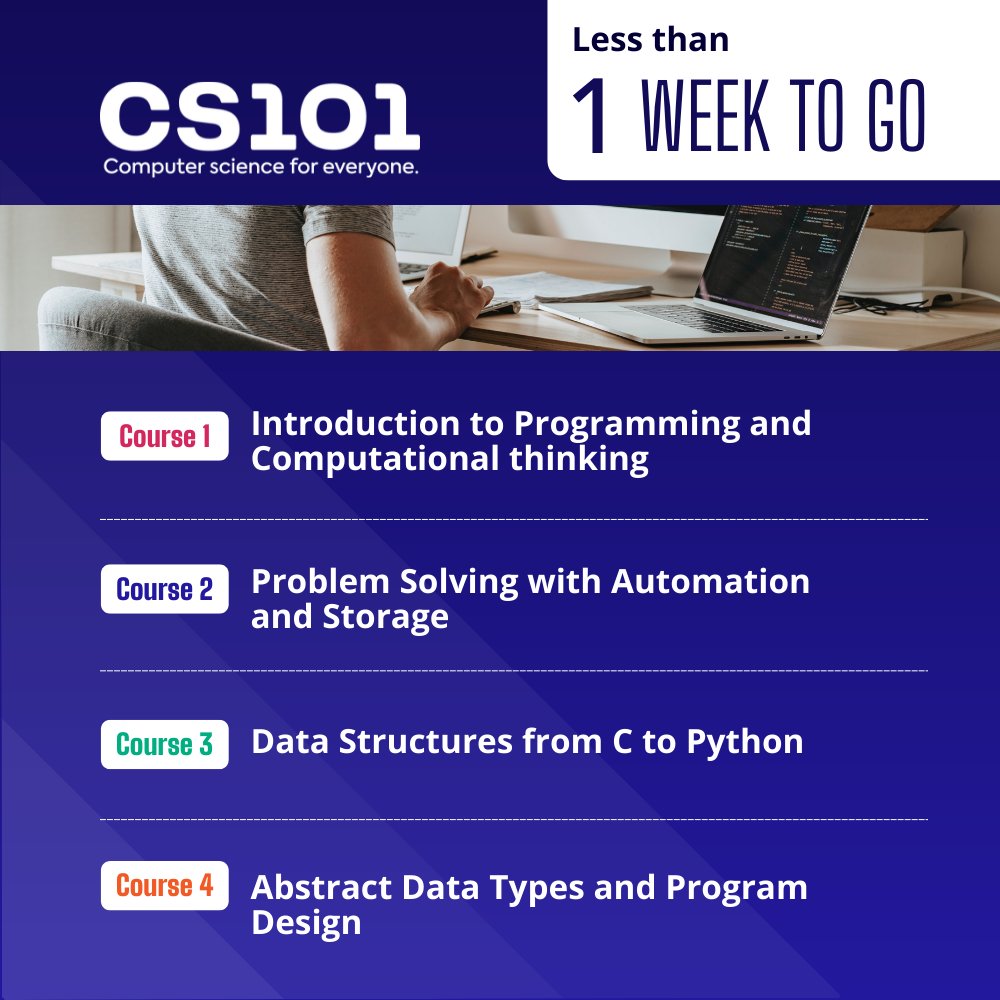 Cs101_OL's tweet photo. ⏳ Less than 1 week to go 👉 What are your #career goals for 2022 &amp; beyond?

Why not equip yourself with future-ready skills &amp; knowledge in #ComputerScience? 

At @Cs101_OL  we're kicking off our next cohort intake from 1st August.

#Invest in yourself: https://t.co/gnK5xD3Swg https://t.co/a5yCEDH9Zp