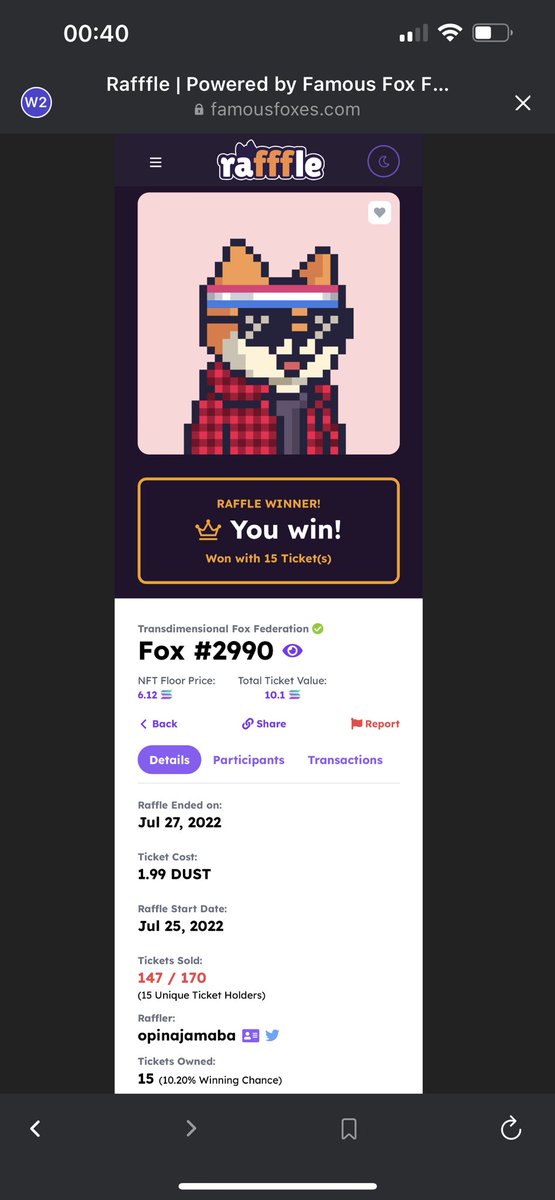 SirobEg's tweet photo. @FamousFoxFed I won this fox🎉 #raffle https://t.co/Tds0bKzsQC