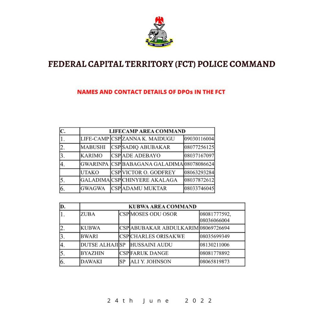 Princemoye1's tweet image. Arm yourself with these numbers and share to others in FCT.