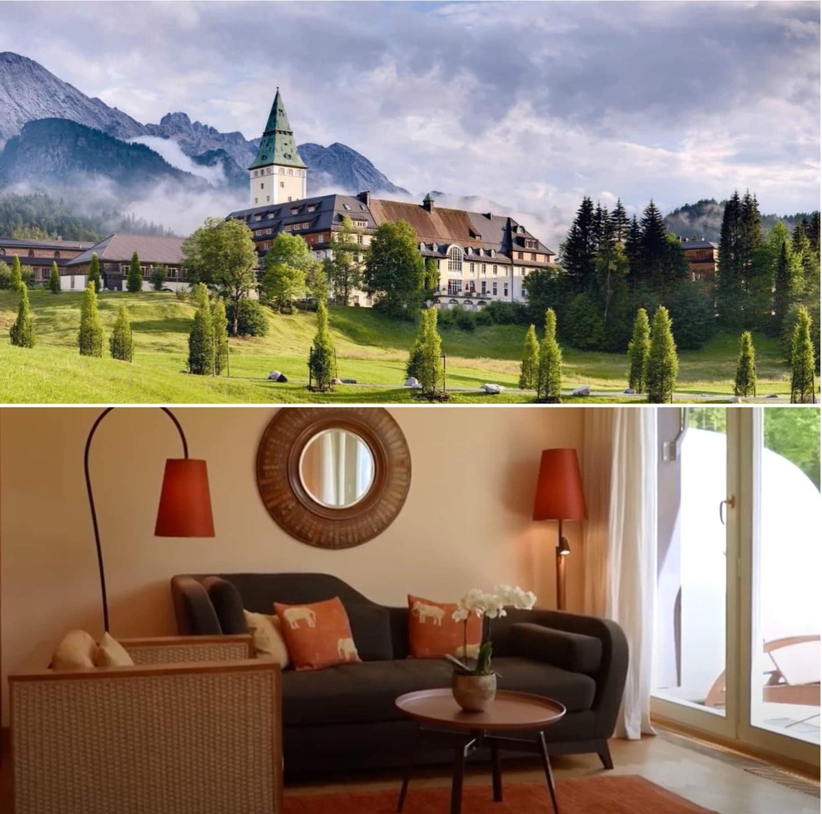 milanobedding's tweet photo. In the Bavarian Alps, Hotel Schloss Elmau, a national monument that hosted the G7.
In the suites our Jeremie sofa bed by #EricBerthes, with a particular daybed recalling Art Déco.
#milanobedding #sofabed #schlafsofa #convertible #design #madeinitaly #hotelfurniture #hoteldesign https://t.co/nDA9H4enhy