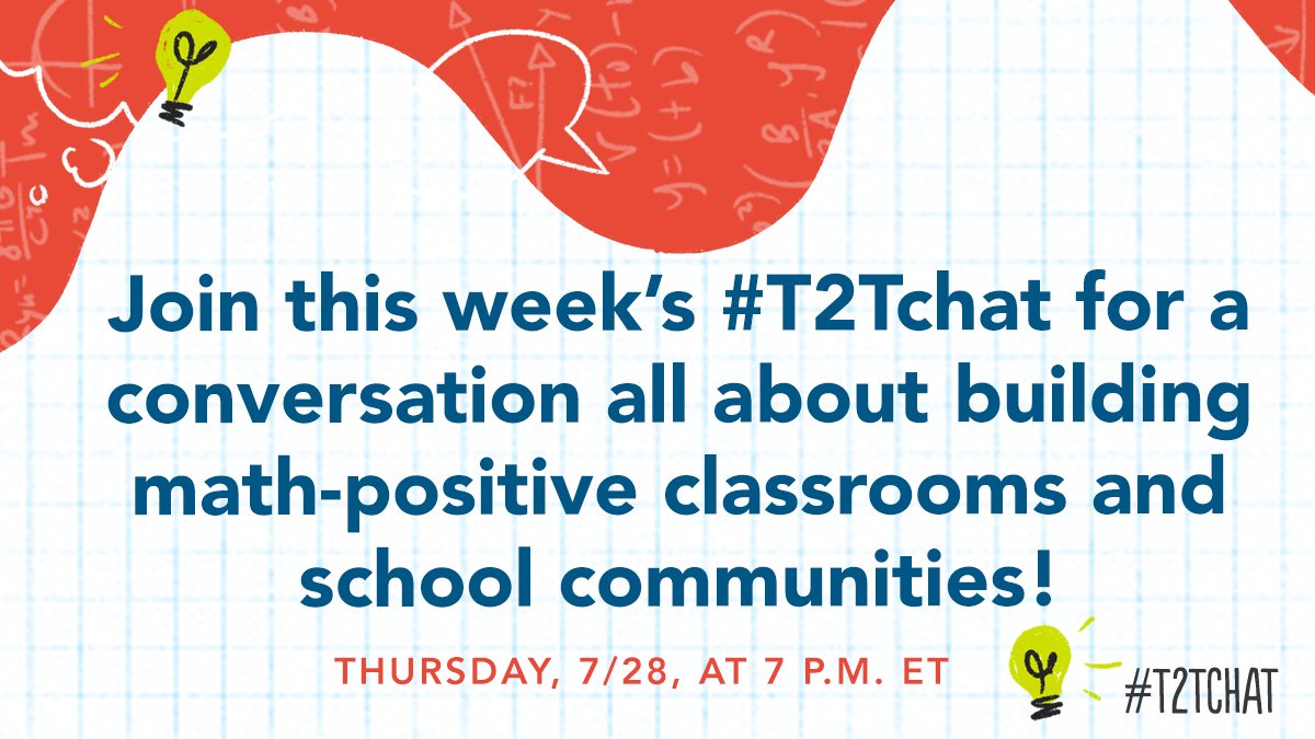 WHO: You, moderators <a href="/MrValencia24/">Libo Valencia 🧮 MathPlay</a> and <a href="/KatieP1120/">Dr. Katie Perez</a>, and your fellow Ts

WHAT: A #T2Tchat about practices to build math confidence among Ss

WHEN: Thursday, 7/28, at 7 p.m. ET

... See you there? #MTBoS #iteachmath