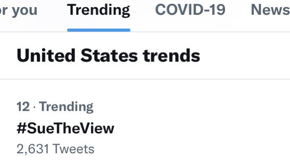 bennyjohnson's tweet photo. #SueTheView is Trending https://t.co/GbZsDuTDEA