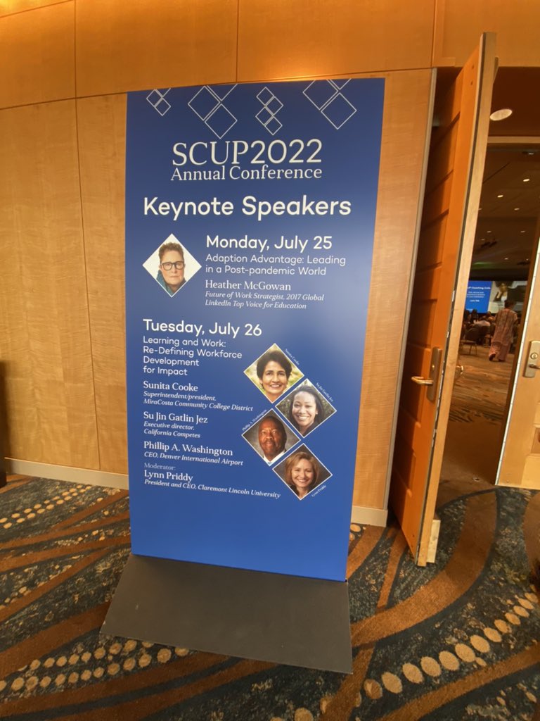 DrPamLuster's tweet photo. Check out my friend @MiraCostaPrez keynoting #SCUP22 #WorkforceDev #StrongWorkforce #Regionalwork #CollabnotCompete #SDICCCA @CalCommColleges #VUCAWorld https://t.co/O2HqbwrjHr