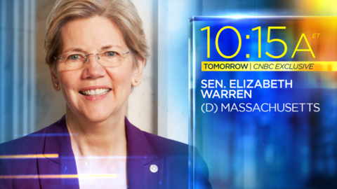SquawkStreet's tweet photo. Tune into @CNBC for an exclusive interview with @SenWarren tomorrow at 10am! https://t.co/ochVZEN2Pp