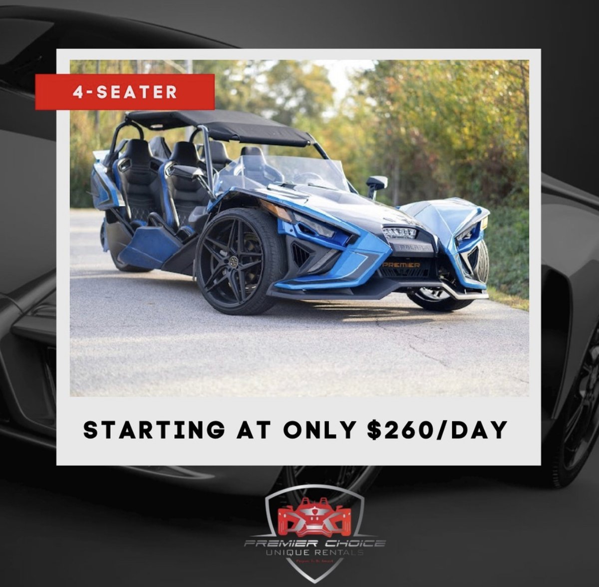 ChoiceRentals's tweet photo. Our 4-seaters make the perfect double date, starting at only $260 a day! (Text ‘UNIQUE’ to 76626 for updates and exclusive offers.) https://t.co/5ozrHtiUMf