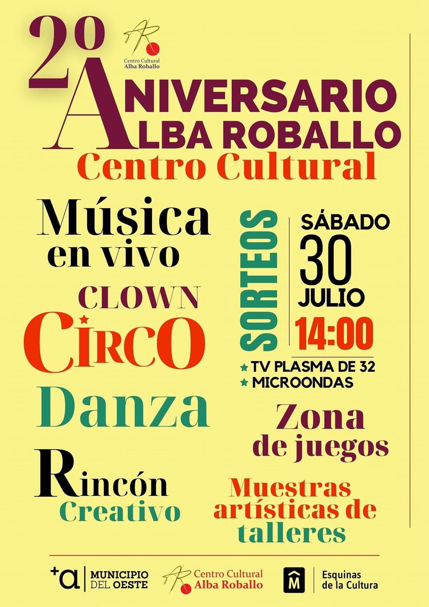 🎊 Se viene el 2do Aniversario del Centro Cultural <a href="/AlbaRoballo/">Centro Cultural Alba Roballo</a> 🎊