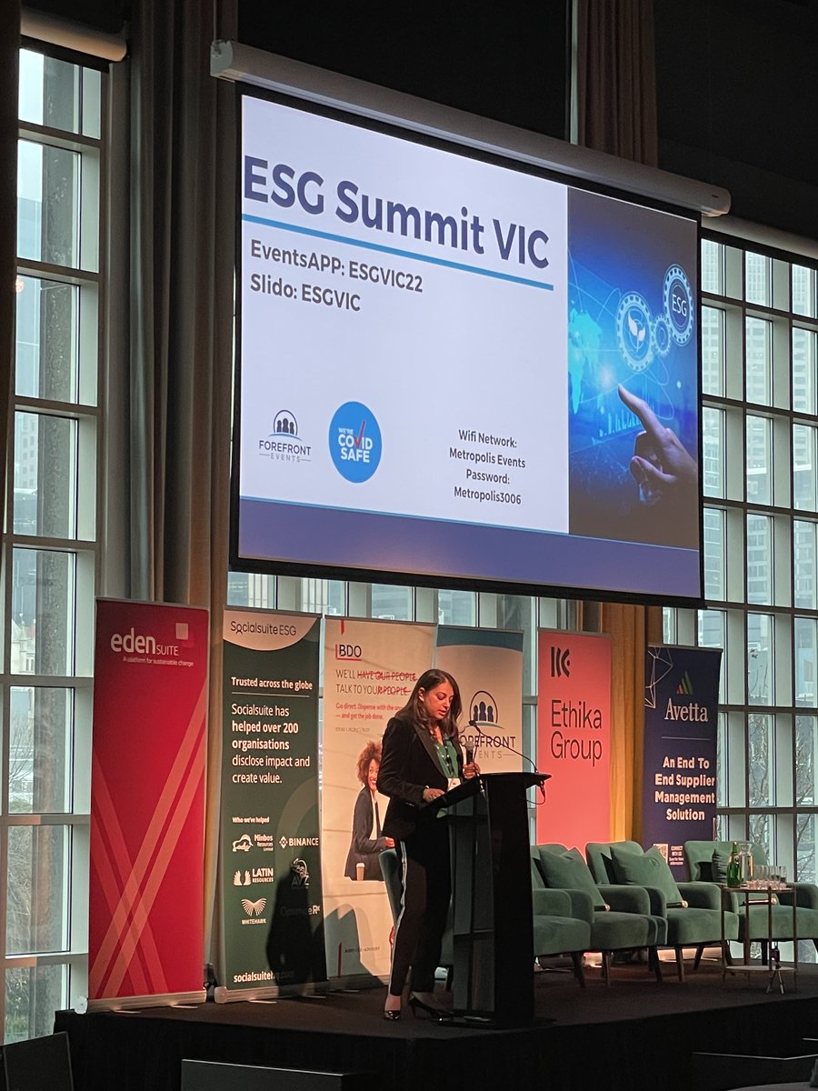 intelligentpw's tweet photo. The Forefront Events #ESG Summit VIC has kicked off! Our #EdenSuite team are stationed for a big day of talks about social responsibility and #sustainability practices.

Come enjoy a coffee on us, and a chat about all things environmental data and reporting between sessions. 📊 https://t.co/eFTGi2ALIt